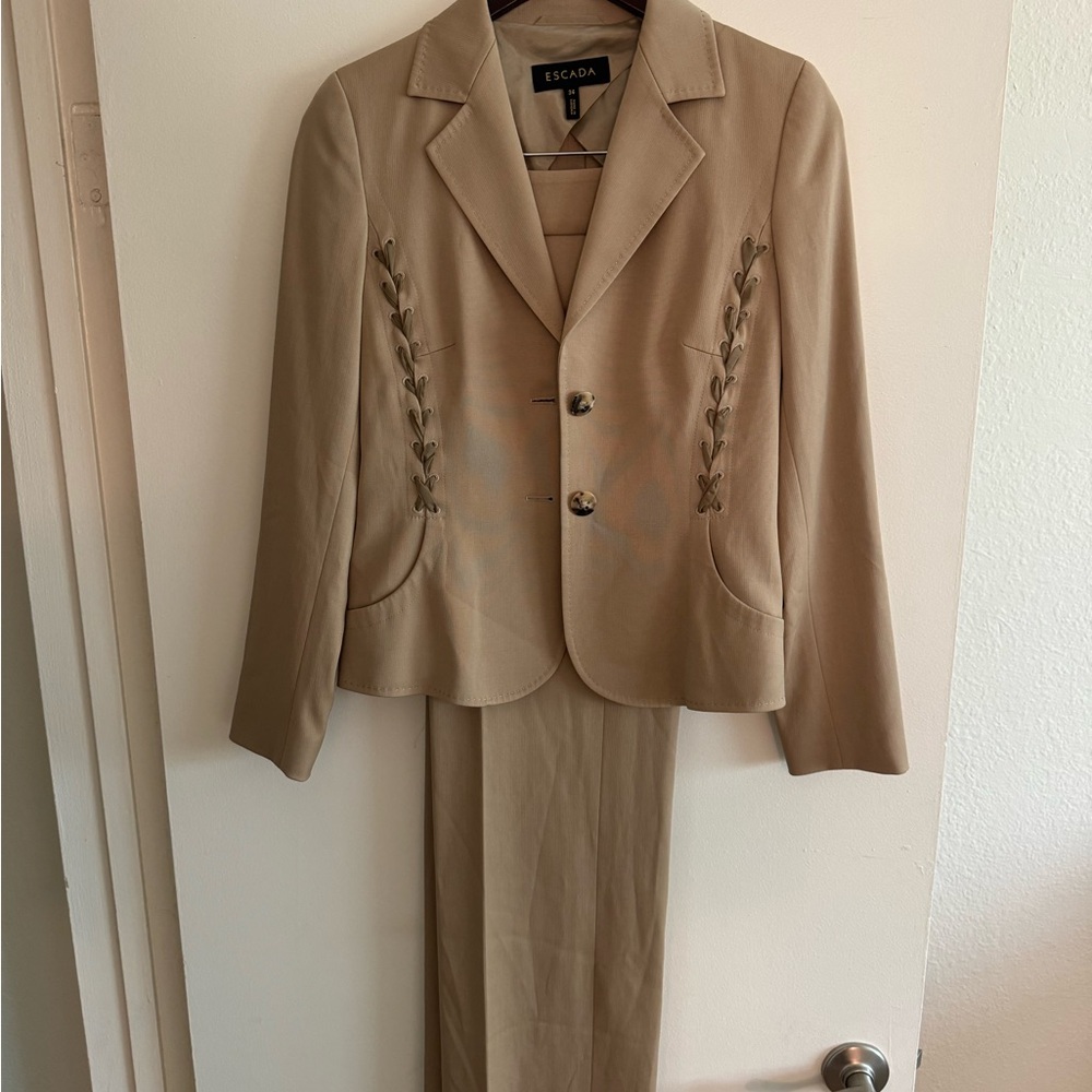 Escada vintage Tan Blazer and straight leg pant Set